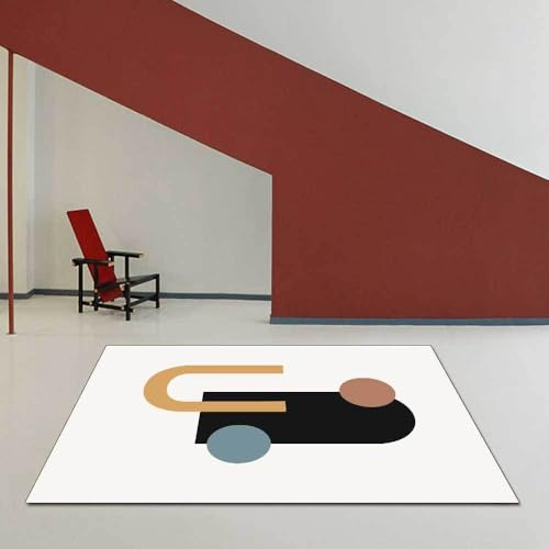 Chanxiang666 Teppich Kurzflor Modern Design rutschfest 100x160cm Moderne geometrische Formen in Braun, Schwarz und Weiߠ Flur Korridor Wohnung Dekoration rutschfest Waschbar Teppiche 100x160cm