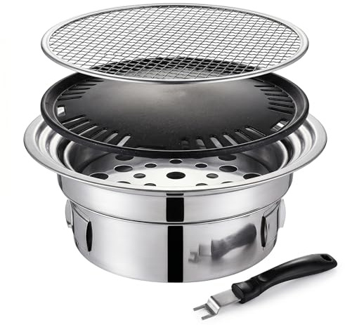 Gril coréen barbecue coréen gril à charbon de bois Portable avec filet de poêle antiadhésif petit charbon bois extérieur