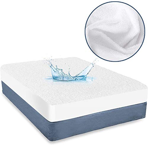 Waterproof Terry Cotton Mattress Protector Fitted Style Fit up to 18 deep in Your Mattress Breathable. (King Size, 18 Deep Pocket)