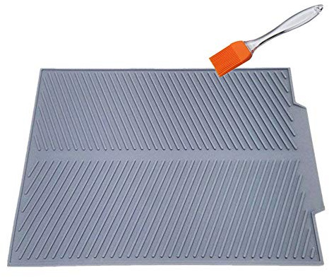 Abtropfmatte zum Trocknen von Gläsern und Besteck, Extra große SilikonTrockenmatte 43 x 33 cm Spülbeckenmatte - Antibakteriell Spülmaschinenfest und hitzbeständig