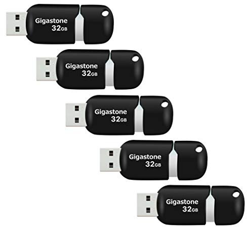 Gigastone V10 32GB USB2.0 Unidad Flash, paquete de 5, Memoria USB, Thumb Drive, Memory Stick, Pen Drive, Diseño retráctil sin tapa