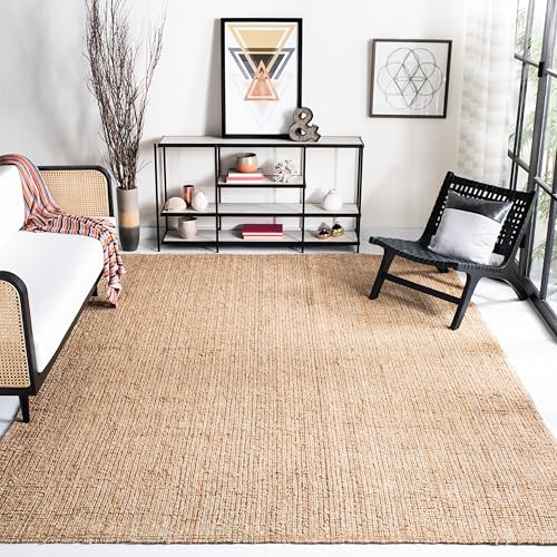 SAFAVIEH Area Rug 8x10 - Natural Fiber Collection - Large - Beige, Handmade Jute, Farmhouse Style, Ideal for Living Room, Bedroom, Dining Space (NFB119B)