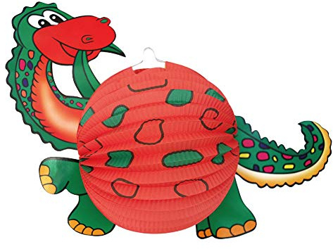Idena 30226 - Laterne Dino, Größe 34 x 46 cm, Dinosaurier, St. Martin, Lichterfest, Laternenumzug, Advent, Weihnachten, Dekoration