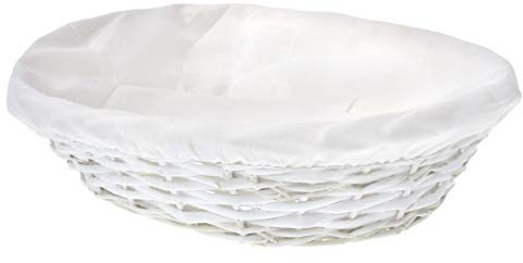HERSIG - Bandeja Mimbre Natural | Cesta Mimbre Ovalada con Forro, sin Asas - 35 x 25 x 9 cm - Blanco