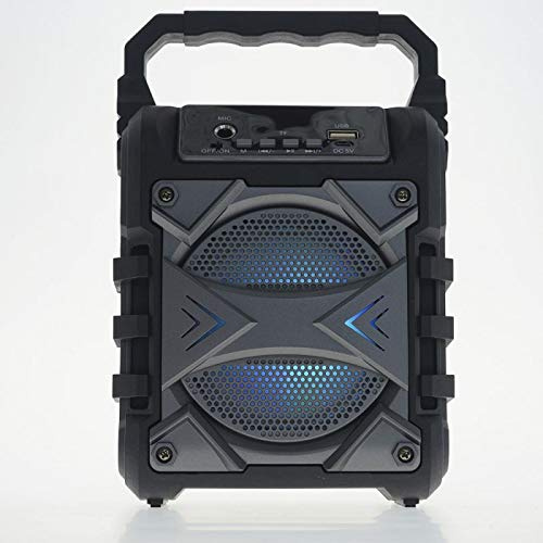 SOGO Altavoz Bluetooth Portátil Gris con Luces LED - Mini Altavoz Potente con Karaoke Digital y Reproducción MP3 Desde USB, SD y MicroSD - Altavoz Bluetooth Pequeño Recargable para Música