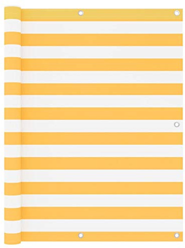 Festnight Balkon Sichtschutz Balkonsichtschutz Balkonabdeckung Balkonbespannung Sonnenschutz Garten Balkonverkleidung wasserdicht Weiß und Gelb 120x500 cm Oxford-Gewebe
