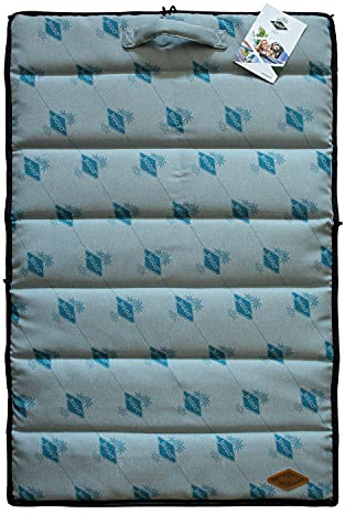 JEGGO Hundematte 'Cannes', kompakte und rollbare Liegematte mit Tragegriff, für Hund und Familie, ideal für unterwegs, einseitig wasserabweisend, Made in EU (Small, Blau)