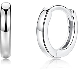 Creolen Silber 925 Klein Ohrringe Creolen Gold für Damen Herren Mädchen (8mm/10mm/12mm) | 14k Vergoldet Huggies Silber Schlafen Ohrringe Breite 2mm