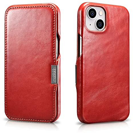 Mobiskin Hülle für iPhone 13 MINI (5,4), Case mit Leder, Rot Vintage