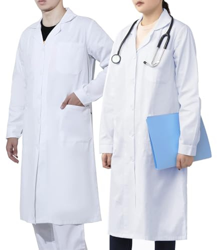 WORK IDEA - Camice da laboratorio uomo/donna, 100% cotone, camice da medico, bianco, XXXXXL