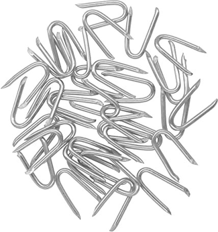 OMOTOOL Steel Wire Fencing Staples Diameter 2.3mm (280 pcs) 410g, Galvanized U-shaped fasteners Nails for Wire Mesh and Woven Fencing