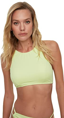 Trendyol Dam halterneck krage bikini topp, grön, 38