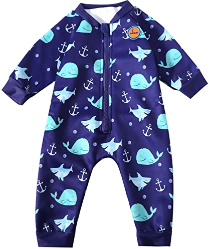 Swimbubs Bébé Natación Traje Térmico para Niños Traje con Forro de Felpa para Niñas Bañador Protección Solar UV UPF50, 0-3 meses