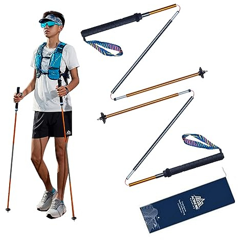 AONIJIE Ultraleichte Kohlefaser-Trekkingstöcke mit Antishock und Schnellverschluss-System, faltbare Wanderstöcke für Wandern, Camping, Outdoor Zubehör, 2 Stück