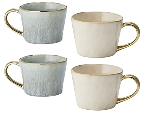 teemandSannysis 2 x muggar Samu av keramik med guldkant och handtag, 2-faldigt sorterade 0,27 l = 4 koppar