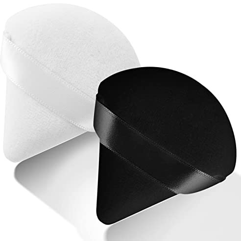 Aphrordity 2 Pcs Triangle Velvet Powder Puffs Multifunctional Setting Powder Puff for Under Eye Powder Puff for Wet and Dry Use, Concealer, Barrier, Foundation, Air Cushion Puff, Etc.Black & white