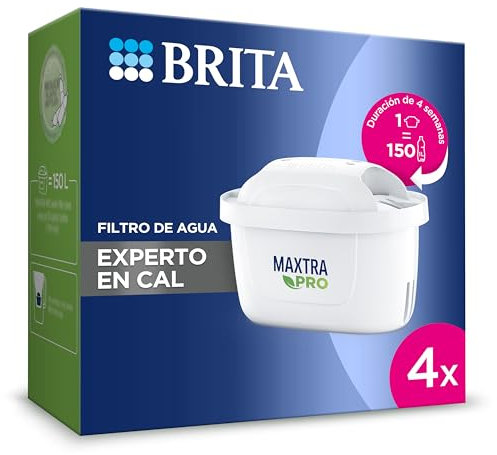 BRITA Cartucho de filtro de agua MAXTRA PRO Experto en Cal pack 4 | Recambio original para las jarras BRITA con filtración extra de cal y protección para electrodomésticos: para bebidas calientes