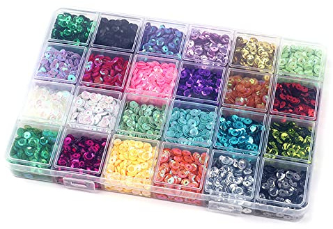 8800 Pcs 5MM Bulk Loose Sequins 22 Colors Round Embroidery Sequins Cup Craft Sequins with Holes for DIY