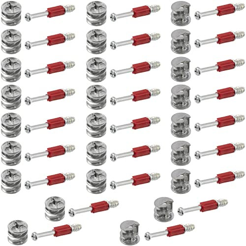 AERZETIX - C65852 - Lot de 25 ferrures d'assemblage à excentrique encastrée + 25 goujon Ø6x44 mm - pour panneau de 16 mm - en acier - menuisier ébéniste meuble bois MDF mélaminé placard tourillons