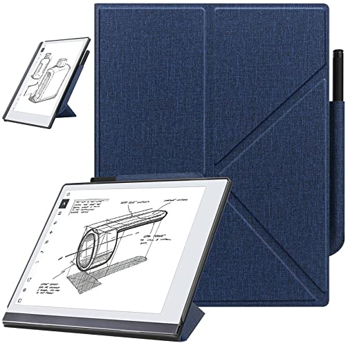 ZOENHWA Hülle für Remarkable 2 10.3 (2020 veröffentlichtes) – mit stabilem Klappständer und Stifttasche, Remarkable 2 10.3 Zoll Digital Paper Tablet Cover, (Nicht für Remarkable 1)-Dunkelblau