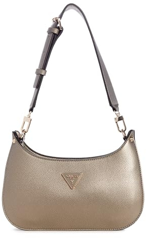 GUESS Damen Meridian Top Zip Shoulder Bag Umhängetasche, Mini-Reißverschluss Oben, Zinn