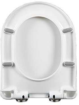 Flipped Warmth Toilettendeckel D Form, WC Sitz Mit Absenkautomatik, Toilettendeckel Einfache Sauber, Befestigung Oben, Klodeckel Mit Quick-Release-Funktion, Klodeckel WC Deckel,02R 37 * 46cm