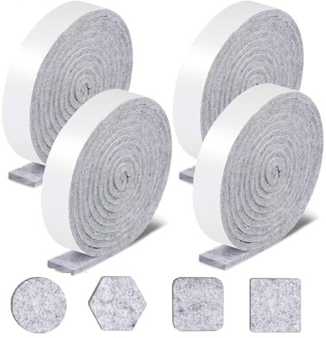 Furniture Pads, 4 Rolls DIY Adhesive Felt Strips Felt Pads Floor Protectors for Furniture Legs, Anti-Slip Chair Leg Floor Protectors Pads Heavy Duty Felt Tape for Table Chair Bed Sofa Legs(Grey)