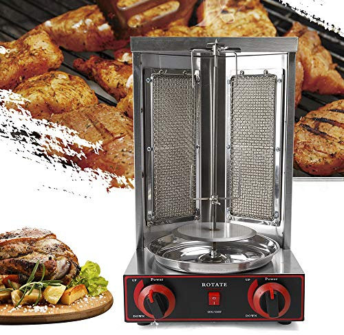 czyuRachel 2burner Gas Vertical Shawarma Broiler Machine, 3kw Vertikal-Multigrill Multigrill Perfekt Gyro Grill Machine Gyrosgrill Mit Drehspieß & 6 Fleischspieße Für Gyros, Kebab & Mehr