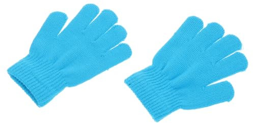 VALICLUD Kinder Fünffinger Strickhandschuhe Winterwarm Dehnbar Für Jungen Mädchen 4-12 Blau Kinderhandschuhe Herbst Winter Für Kaltes Wetter