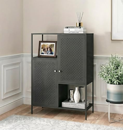 Hallowood Furniture Bewdley Vitrine mit 2 Ablagen, Schwarz