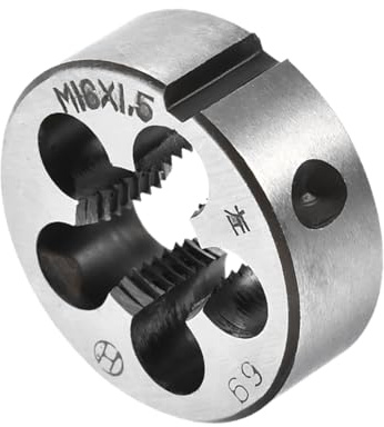 CoCud Rundes Gewindereparatur-Schneideisen, M16x1.5 Schneideisen 40mm Außendurchmesser, Legierter Werkzeugstahl Linksgewinde-Zylindrisches Gewindewerkzeug mit 5 Spanlöchern