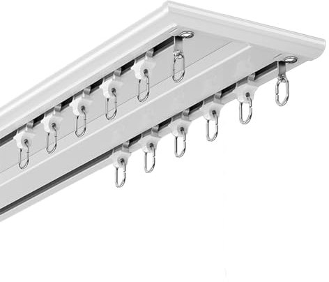 2-läufige Deckenschiene Für Vorhänge, Ultradünne Doppelschiene Mit Silentrollen, Aluminium Gardinenschiene Für Raumteiler Im Home Office (Color : White, Size : 240cm/2 * 120cm)