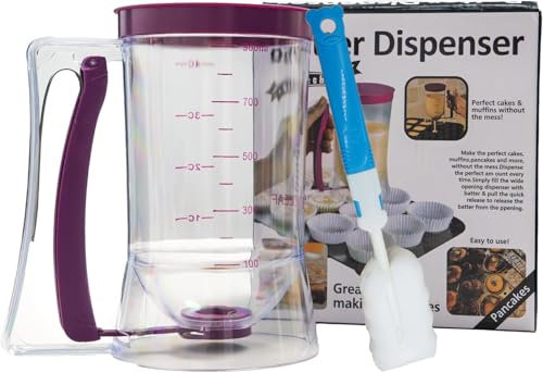 Keyoung Teigportionierer 900ML, Pancake Portionierer Lila zur Herstellung von Kuchen, Pfannkuchen, Muffins und Waffeln