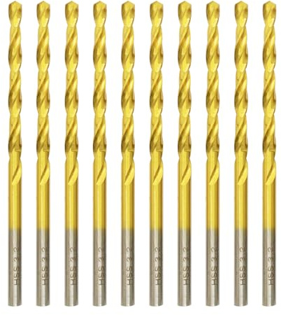 Titan HSS Metallbohrer 3.2mm x 65mm x 10pcs Professional Geschliffen Kobalt Spiralbohrer fur Edelstahl und Metall