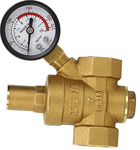 DN20 Druckminderer Wasser mit Manometer, Pressure Reducing Valve pn16 Einstellbar Druckminderer Messing Wasserdruckminderer Druckminderventil Wasserdruckregler Reduzierer