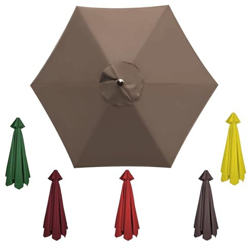 Abdeckung Gartenschirm Stoff Ersetzen Ersatz Bezug - 6/8 Streben - Gartenschirm Stoff Ersetzen - Wasserdicht - Outdoor Markt Tisch Schirm Schirm Baldachin Regenschirm Ersatz Stoff(Color:Dark top color