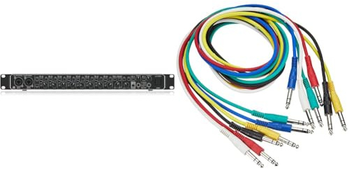 Behringer UMC1820 Audiophile 18x20, 24-Bit/96 kHz USB Audio/MIDI Interface with Midas Mic Preamplifiers & Adam Hall Cables 3 STAR BVV 0120 SET - Set di 6 cavi patch 6,3 mm Jack Stereo 1,20 m