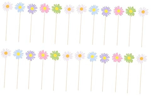 Cabilock 48 Uds Inserto De Pastel De Margaritas Decoraciones De Magdalenas De Flores Adorno De Pastel De Flores Decoraciones De Magdalenas Adornos De Pastel De Adornos De