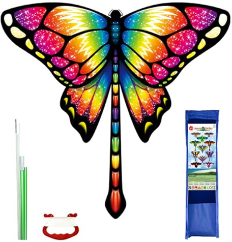 Aquiloni Farfalla per Bambini e Adulti - 41x47Inch Linea Singola, Grande Beach Kite con Stringa, Coda Lunga