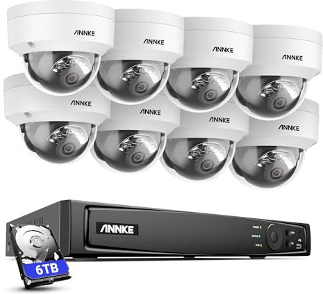 ANNKE 4K Überwachungskamera Aussen Set, 8X 8MP PoE IP Kamera Überwachung mit Smarter Personenerkennung und Fahrzeugerkennung, 8CH PoE NVR mit 6TB HDD für 24/7 Videoüberwachung, 100 Fuß Nachtsicht