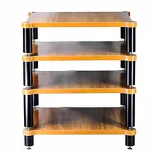 4-stöckiges HiFi-Rack AV-Regal Plattenspieler Ständer Geräte Kabinett HiFi-Massivholz-Audio-Rack HiFi Rack Füße Verstärker Regal Audio Video Komponenten(Wood Color,60 * 93 * 48cm)