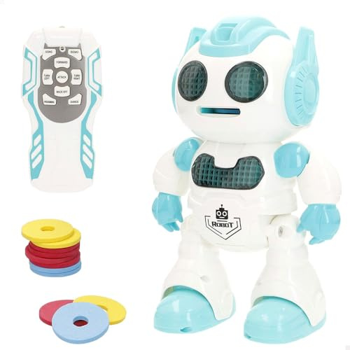 ColorBaby 47836 Warriors Robot télécommandé, Intelligent et interactif, 23 cm, lumière et Son, lanceurs OVNI, robotique, Robots télécommandés, Jouets Enfants 3 Ans, Cadeau d'anniversaire
