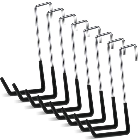 8 ganchos robustos para vigas de 19 cm, ganchos para colgar, ganchos para bicicleta, garajes, robustos, ganchos dobles de pared, ganchos grandes en S para bicicleta, herramientas de jardín, escalera