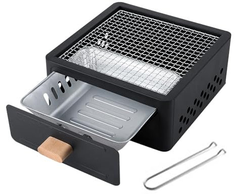 Barbecue portatile a carbonella, barbecue da tavolo | Barbecue da tavolo con braciere estraibile a carbonella, piccolo barbecue per fumare e escursioni