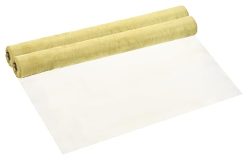 PATIKIL Malla de Alambre Tejida de Latón en Rollo 100cm x 30cm, 2 Rollos 100 Malla Filtro de Metal Grueso Densa Malla de Gasa para Cubierta de Ventana de Seguridad, Amarillo