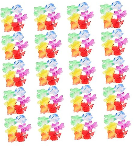 DECHOUS 10 Paar Handgelenk Armbänder Aus Elastischem Material Handgefertigte Leis Blumenarmbänder Tropisches Luau Partyzubehör Für Hawaii Und Strandfeste