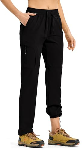 Rdruko Womens Hiking CargoTrousers with 4 Pockets, Black XL