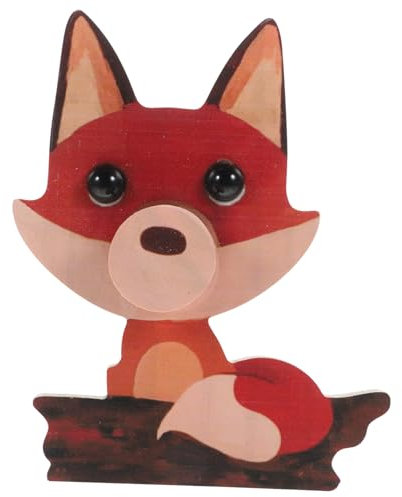 ERINGOGO Brillenhalter Holz Fuchsform Cartoon Schreibtisch Eyewear Holder rutschfest Kompakter Glasständer Geschenk Für Brillenliebhaber Büro Dekor