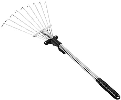 VICASKY Rastrillo Telescópico para Jardín Mango Herramienta Metálica para Limpieza De Patio y Patio Trasero
