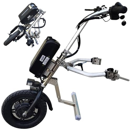 Dispositivo de tracción para silla de ruedas de 500 W (manillar y estabilizadores mejorados), 3 velocidades, con luz delantera y amortiguador,batería de 48 V, 15/17 Ah, autonomía de 60/70 km,A15Ah